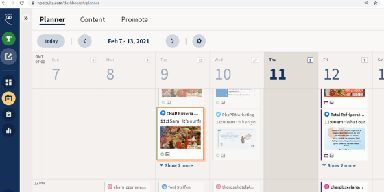 Screen shot of Hootsuite social media scheduling tool.