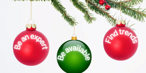 AZMM Blog Graphic October Photo with three ornaments that state: Be an Expert, Be Available, Find Trends.